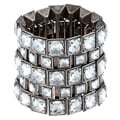 Celeste Silvertone Acrylic Stone Wide Stretch Bracelet
