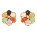 Mason Kay Natural Multi-color Jadeite Jade Flower Earring