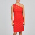 Oleg Cassini Women's All-Over-Lace One-shoulder Dress
