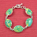 Handcrafted Alpaca Silver 'Turquoise Ovals' Link Bracelet (Mexico)