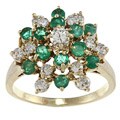 14k Gold Emerald and 1ct TDW Diamond Estate Cocktail Ring (I-J, SI1-SI2)