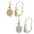 Sterling Silver Diamond Accent Filigree Designed Oval Leverback Earrings