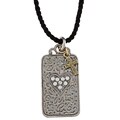 New! Vatican Silvertone Crystal Heart Tag with Cross 18-inch Cord Necklace