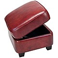 Max Burgundy Leather Storage Ottoman