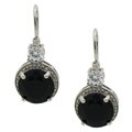 Jenne Gemstone Sterling Silver Created Onyx and CZ Earrings