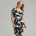 Evan Picone Women's Off White/ Black Floral Dress