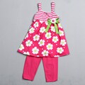 Good Lad Girl's Striped and Flower Printed Tunic and Leggings Set
