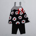 Good Lad Toddler Girl's Striped and Flower Printed Tunic Leggings Set