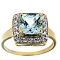 D'sire 10k Gold Aquamarine and White Sapphire Ring