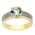 D'sire 10k Gold Aquamarine and White Sapphire Ring
