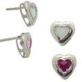 Jenne Gemstone Sterling Silver Created Opal Heart Earrings
