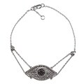 Sterling Silver 1/2ct TDW White and Black Diamond Evil Eye Bracelet (J-K, I2-I3)