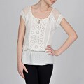 Grace Elements Women's White Dot Crochet Blouse