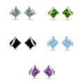 10k White Gold Gemstone Stud Earrings