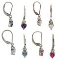 Jenne Gemstone Sterling Silver Created Gemstone and CZ Earrings