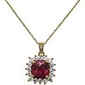 Jenne Gemstone 14k Gold over Silver Created Ruby and CZ Necklace