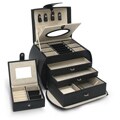 Morelle 'Diana' Black Leather Jewelry Box with Takeaway Case