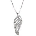 Sterling Silver 1/10ct TDW Diamond Feather Necklace (J-K, I3)