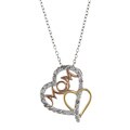 Tri-color Silver 1/4ct TDW Diamond Mom Double Heart Necklace (J-K, I3)