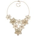 Alexa Starr Goldtone Crystal Filigree Flower Bib Necklace