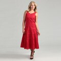 Jessica Howard Women's Red Crocheted Neck Maxi Dress