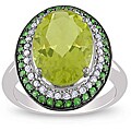 14k Gold Lemon Quartz, Tsavorite and 1/5ct TDW Diamond Ring (H-I, I1-I2)