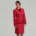 Isabella Women's 3-button Pleated Peplum Skirt Suit