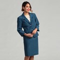 Isabella Women's Ruffle Notch Collar Decorative Button Skirt Suit