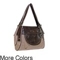 Rina Rich 'Michelle' Canvas/ Faux Leather Shoulder Bag