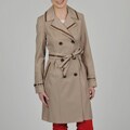 Vince Camuto Women's Leather Trim Double Breasted Trench