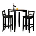 Manhattan Black Pub Table and Two Stools Set