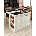 Nantucket Distressed White Finish Kitchen Island with Two Bar Stools