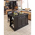 Nantucket Distressed Black Finish Kitchen Island with Two Bar Stools