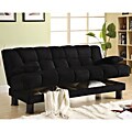 Black Elephant Skin Microfiber Futon Sofabed with Storage