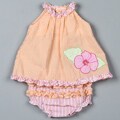 Petit Ami Newborn Girl's Orange/ Pink 2-piece Set