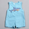 Petit Ami Infant Boy's Shark Embroidered Coveralls