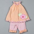 Petit Ami Infant Girl's Orange/ Pink Dress and Shorts Set