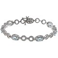 Sterling Silver Created Blue Topaz and Cubic Zirconia Bracelet