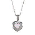 Sterling Silver Simulated Opal Heart Necklace