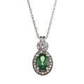 Sterling Silver Created Mystic Green Topaz and Cubic Zirconia Necklace