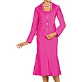 Divine Apparel Women's Raspberry Two-piece Deep-V Skirt Suit