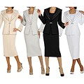 Divine Apparel Missy's 3-piece Rhinestone Skirt Suit