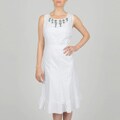 SL Fashions Women's Plus Size Cotton Turquoise Embellished Dress