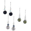 Charming Life Sterling Silver FW Pearl and Crystal Earring Set (7-8 mm)
