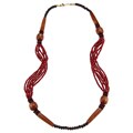 New! Kenneth Jay Lane Red Wooden Beaded Necklace