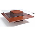 Glass and Cherry Wood Coffee Table Square