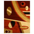 Hand-carved Geometric Design Kirk Red Rug (5'3 x 7'3)