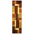 Hand-carved Modern Design Riko Brown Rug (2' x 7')