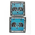 Aqua Elephant Lovers Small Square Soapstone Dish (Kenya)