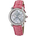 JBW Women's 'Victory' Stainless Steel Pink Leather Strap Diamond Watch